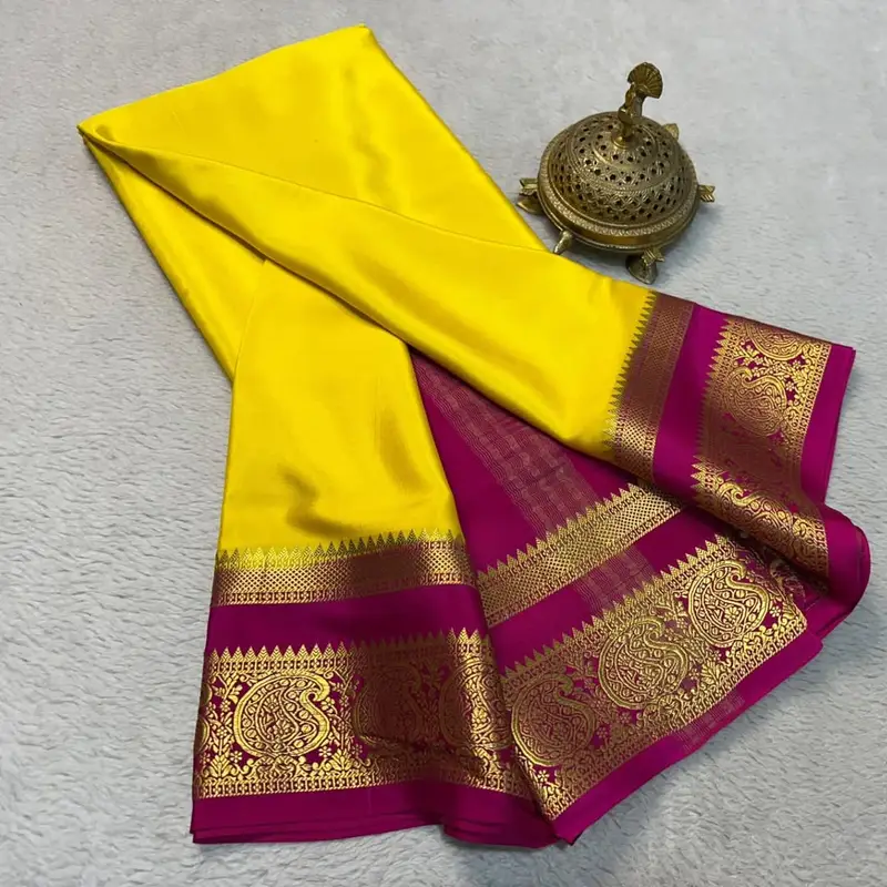 Pure semi crepe mysore silk saree - Image 1 in Hyderabad